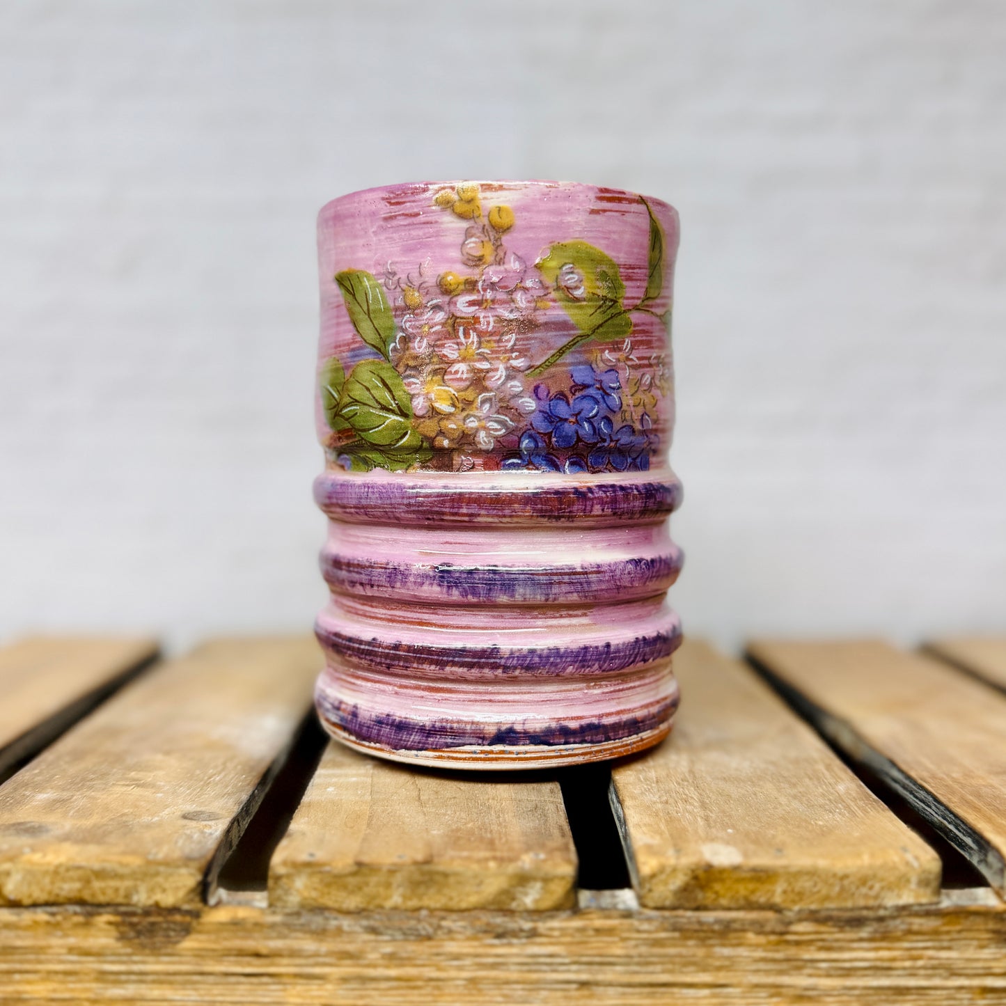 Purple Vessel with Florals