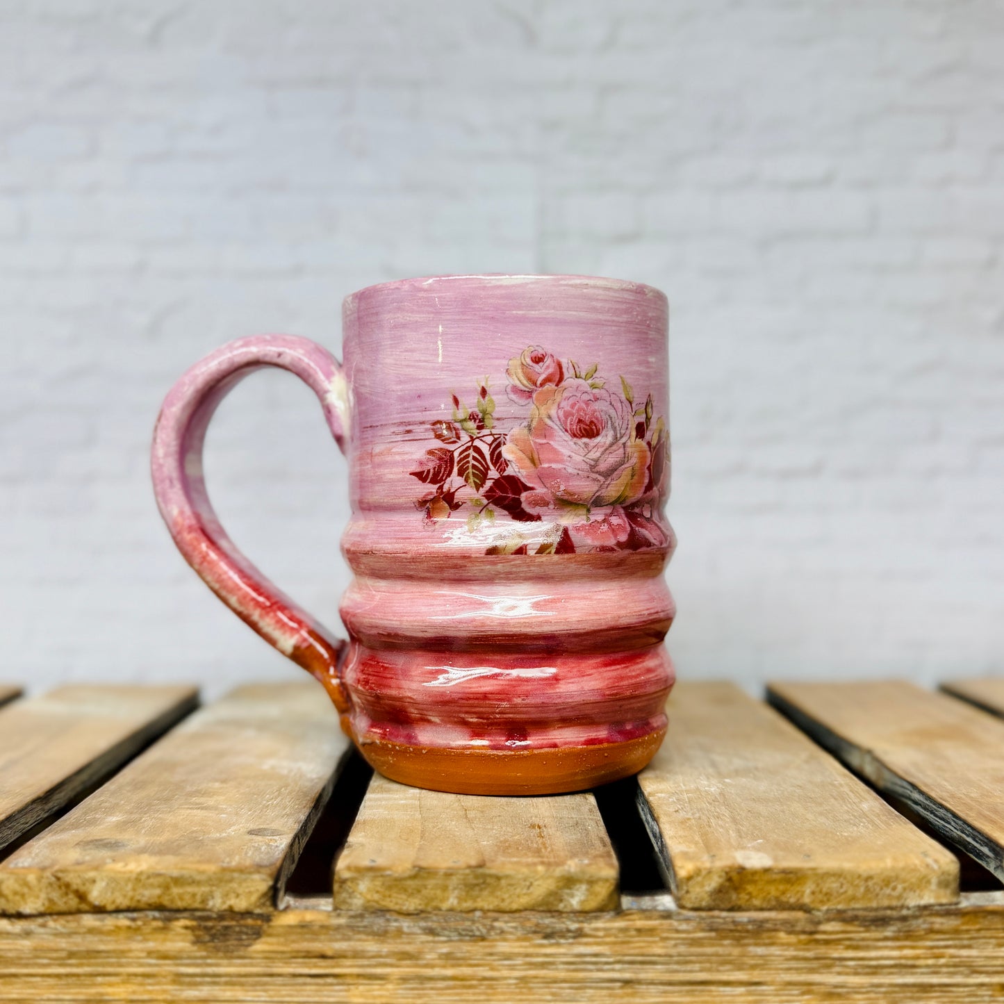 Groovy Mug: Pink / Puprle Ombre with Florals
