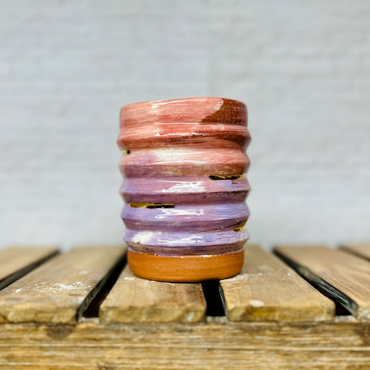 Pink and Purple Ombre Vessel with Gold Accents