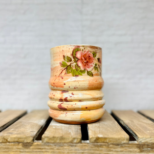 Orange with Florals Vessel