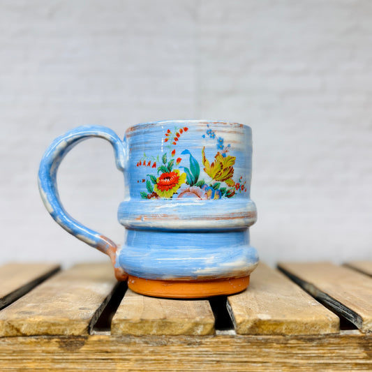 Funky Mug: Blue with Bright Florals