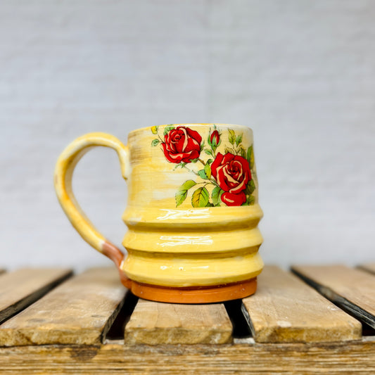 Funky Mug: Yellow with Red Roses (lowkey belle tbh)