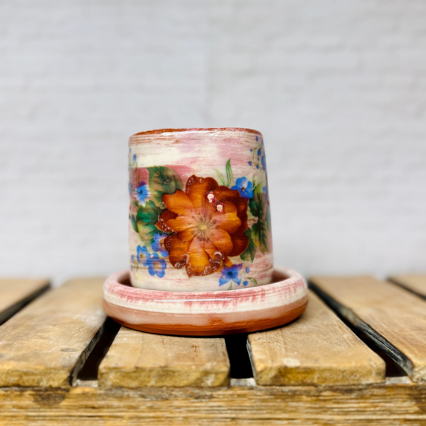 Pink Floral Planter