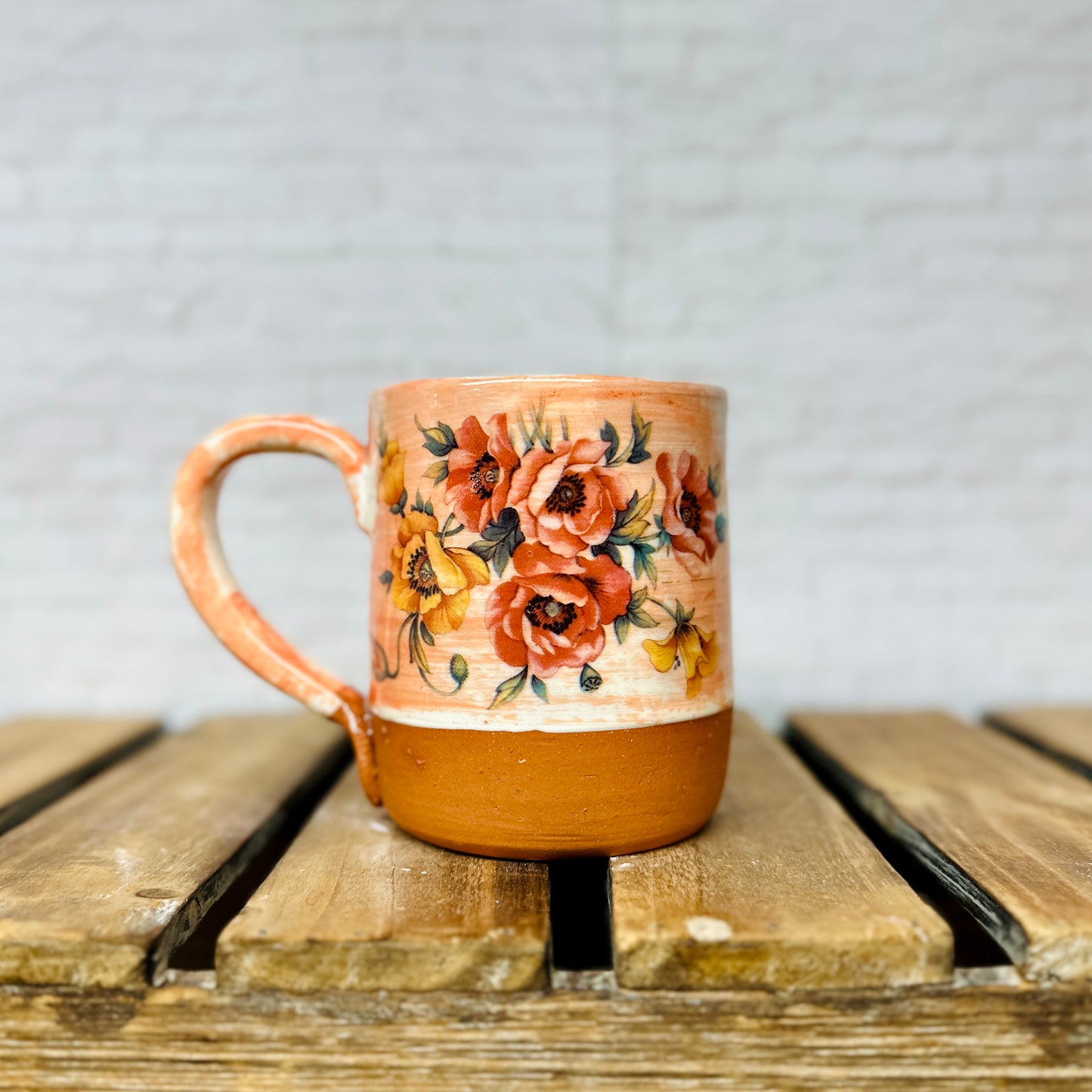 Espresso Mug - Coral with Florals