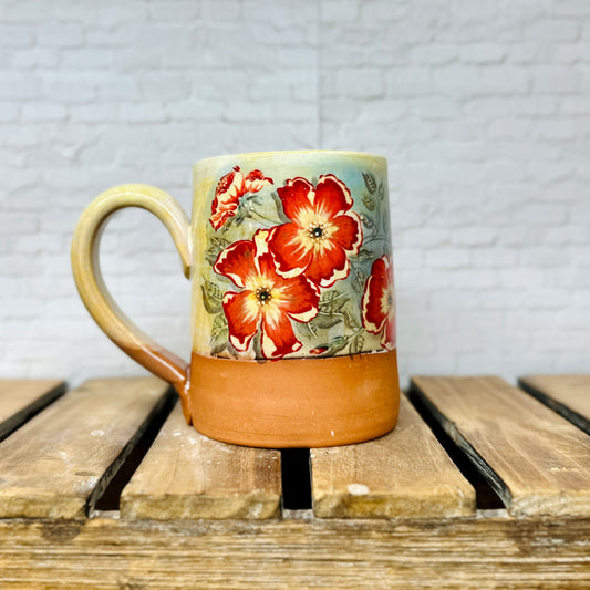Yellow and Red Floral Mug