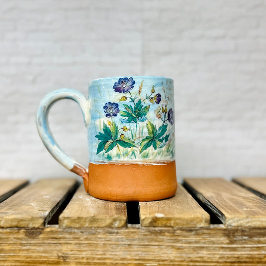 Blue Wildflower Floral Mug