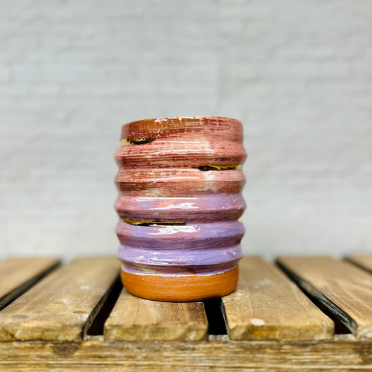 Pink and Purple Ombre Vessel with Gold Accents